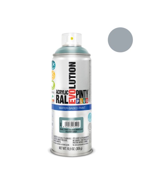 Pintura en spray pintyplus evolution water-based 520 cc ral 7001 gris plata