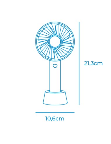 Ventilador de mano, recargable. 4,5 w aspas...