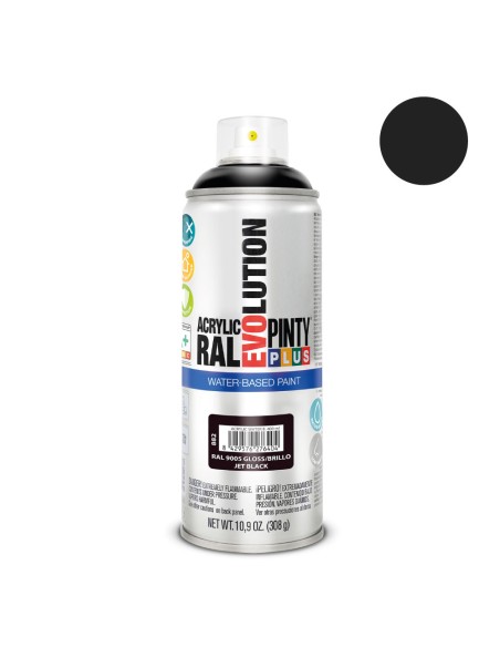 Pintura en spray pintyplus evolution water-based 520 cc ral 9005 negro intenso