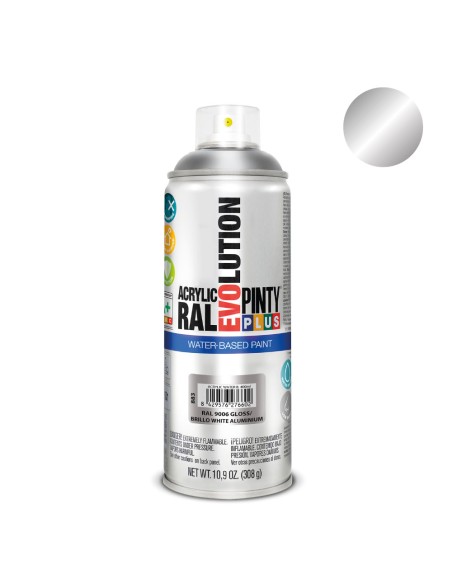Pintura en spray pintyplus evolution water-based 520 cc ral 9006 aluminio blanco