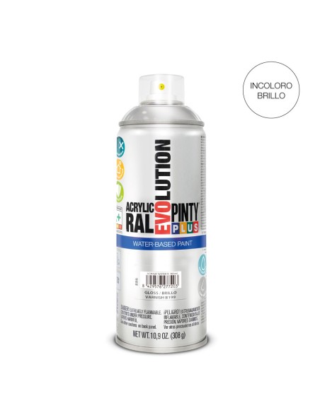 Pintura en spray pintyplus evolution water-based 520 cc b199 barniz brillo