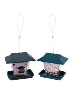 Comedero para pajaros. color verde. forma de casita 20x14x18cm 2