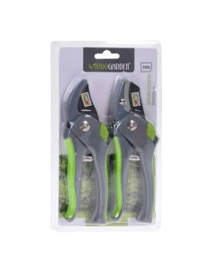 Pack 2 tijeras de poda con mango de plastico verde progarden