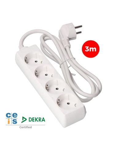 Prolongador con 4 tomas 2p+t, 16 a 250 v de cable h05vv-f 3g 3 m.