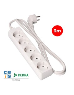 Prolongador con 5 tomas 2p+t, 16 a 250 v de cable h05vv-f 3g 3 m.