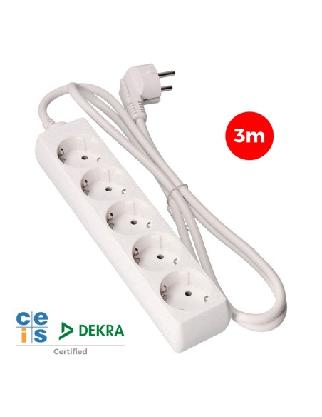 Prolongador con 5 tomas 2p+t, 16 a 250 v de cable h05vv-f 3g 3 m.