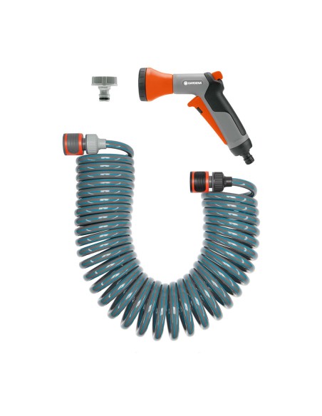 Kit manguera espiral flexible de riego. longitud total 10m gardena