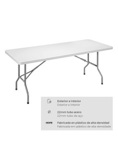 Mesa plegable 180 x 74 x 74 cm tubo ø22 x 1.0 mm 2