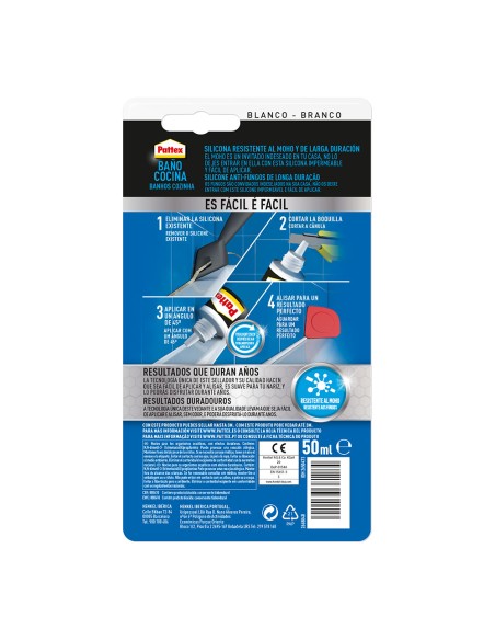 Silicona neutra transparente, sin olor, baño cocina 50 ml