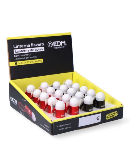 Linterna llavero con mosqueton. 3xlr44 (pilas incluidas) colores surtidos.