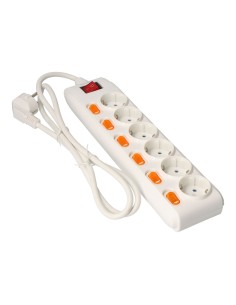 Prolongador con 6 tomas + 6 interruptores + proteccion.
