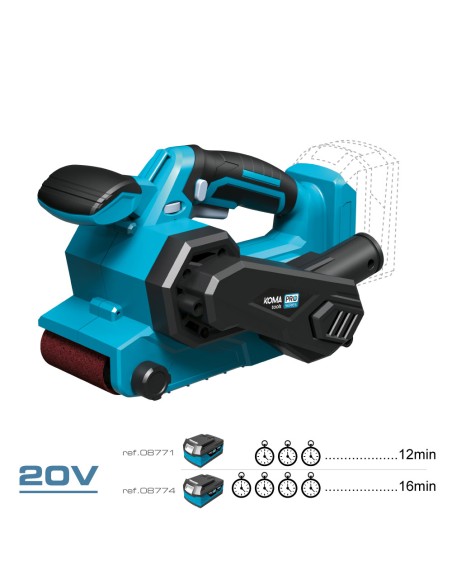 Lijadora de banda 20 v (sin batería ni cargador) 14x27,5x17cm