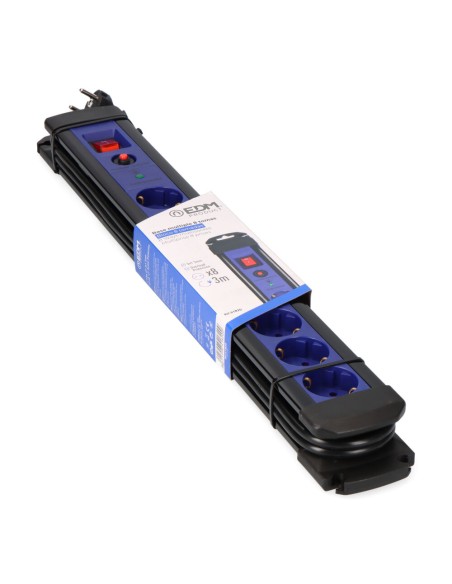 Prolongador con 8 tomas con protector + interruptor 3m.