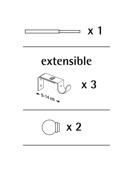 Kit barra cortina anillo extensible de 160 a 300cm plomo cintacor - storplanet