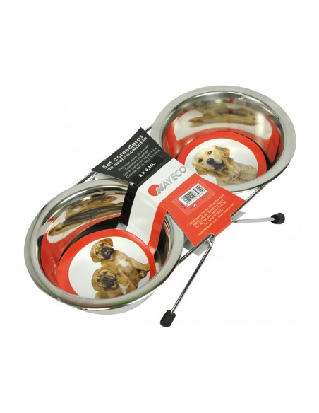Set comederos acero inoxidable 2 x 0,35 l