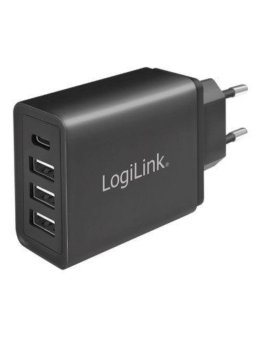 Cargador 27 w con 4 conexiones usb negro
