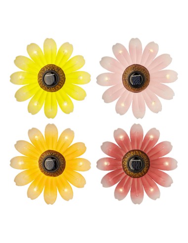 Figura luz solar metalica con forma de flor ø14 x 4 cm colores surtidos