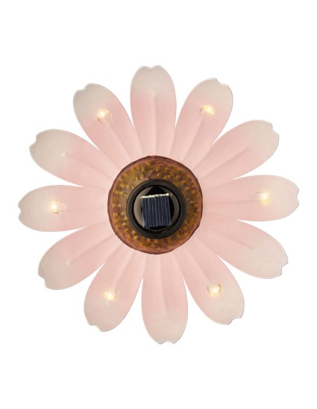 Figura luz solar metalica con forma de flor ø14 x 4 cm colores surtidos