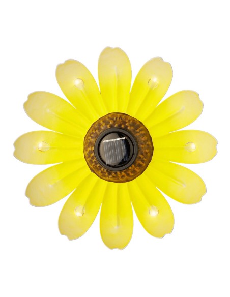 Figura luz solar metalica con forma de flor ø14 x 4 cm colores surtidos