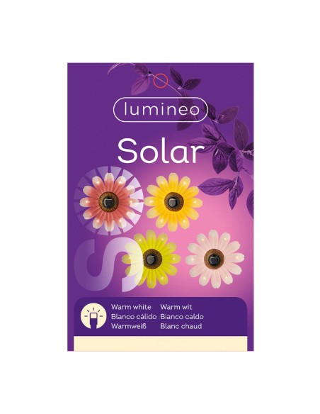 Figura luz solar metalica con forma de flor ø14 x 4 cm colores surtidos