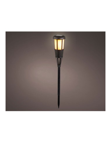 Estaca solar efecto mimbre color negro