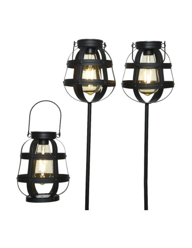 Set 3 luces solares de jardín vintage lumineo