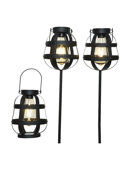 Set 3 luces solares de jardín vintage lumineo