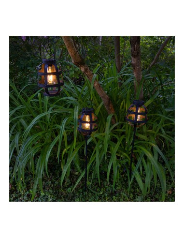 Set 3 luces solares de jardín vintage lumineo