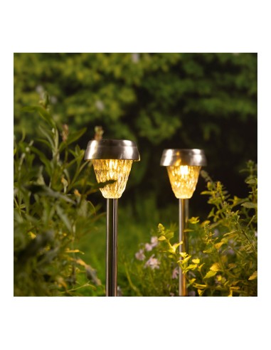 Baliza inox luz calida 24 x 8 cm, 4 unidades