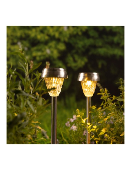 Baliza inox luz calida 24 x 8 cm, 4 unidades