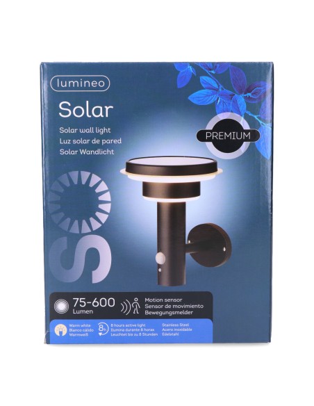 Aplique solar metalico 17,8x18,3x22cm 40 leds luz calida lumineo colores/modelos surtidos