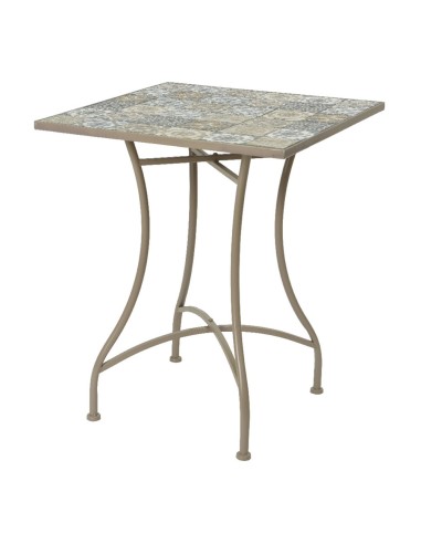 Mesa metalica/mosaico bistro color marron para exterior 58 x 58 x 72 cm
