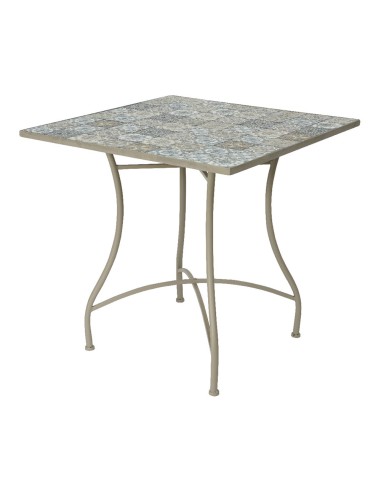 Mesa metalica/mosaico bistro color marron para exterior 78 x 78 x 77 cm