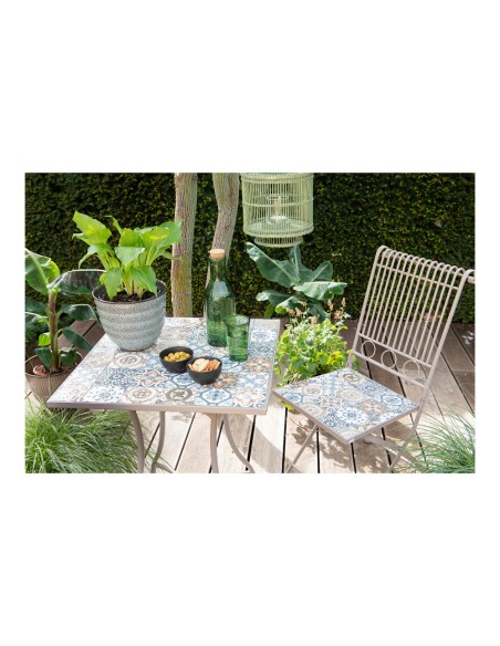 Mesa metalica/mosaico bistro color marron para exterior 78 x 78 x 77 cm