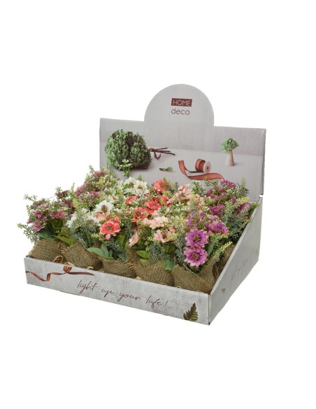 Planta artificial mini con arpillera ø7x17cm modelos surtidos colores / modelos surtidos