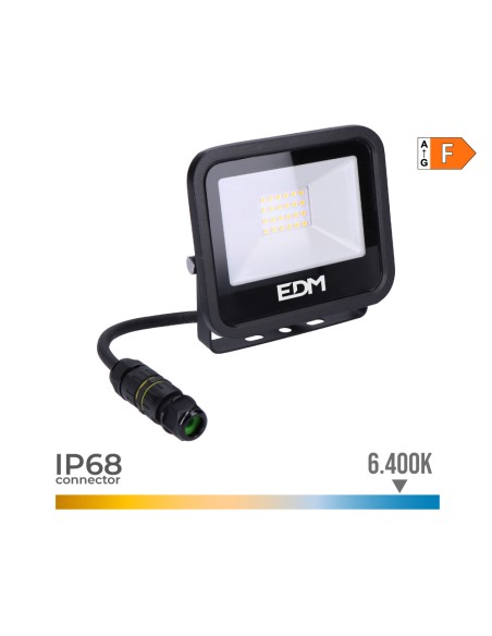 Foco proyector led 20 w 1520 lm 6400 k luz fria black series 12,4 x 2,8 x 10,6 cm