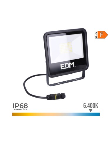 Foco proyector led 50 w 4000 lm 6400 k luz fria black series 19,2 x 17,5 x 2,9 cm