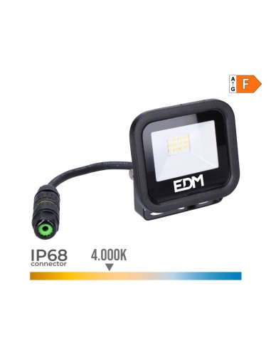 Foco proyector led 10 w 800 lm 4000 k luz dia black series 9,2 x 8,1 x 2,7 cm