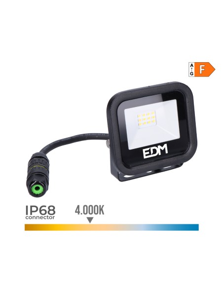 Foco proyector led 10 w 800 lm 4000 k luz dia black series 9,2 x 8,1 x 2,7 cm