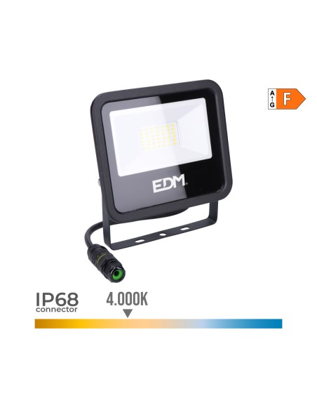 Foco proyector led 30 w 2370 lm 4000 k luz dia black series 15,8 x 13,5 x 2,9 cm