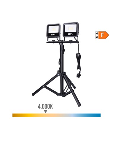 Foco proyector led con tripode black series 2 x 30 w 2 x 2370 lm 4000 k luz dia