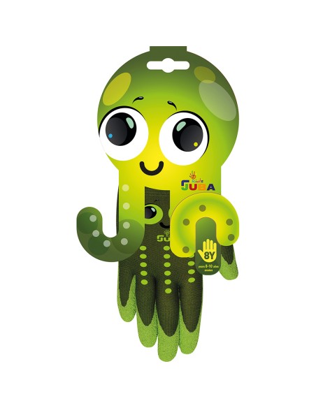 Guante infantil jardinería nylon/látex rugoso verde talla 8 años juba
