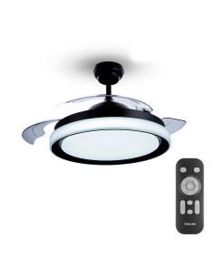 Ventilador de techo de led modelo bliss. color negro. potencia: 28 + 35 w aspas: ø 106 cm con mando a distancia