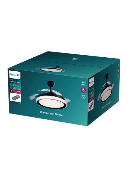 Ventilador de techo de led modelo bliss. color negro. potencia: 28 + 35 w aspas: ø 106 cm con mando a distancia