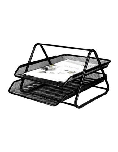 Bandeja sobremesa metálica rejilla gxa100 negra 2 bandejas 30 x 35 x 18,5 cm