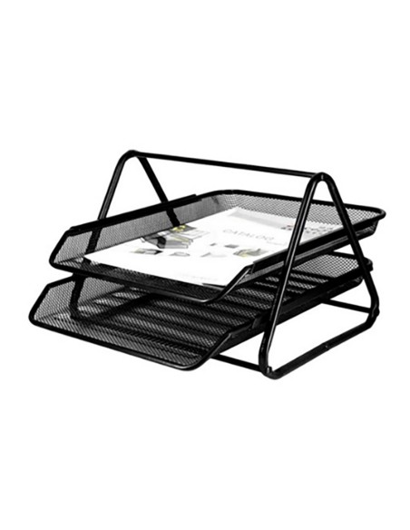 Bandeja sobremesa metálica rejilla gxa100 negra 2 bandejas 30 x 35 x 18,5 cm