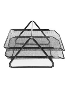 Bandeja sobremesa metálica rejilla gxa100 negra 2 bandejas 30 x 35 x 18,5 cm 2