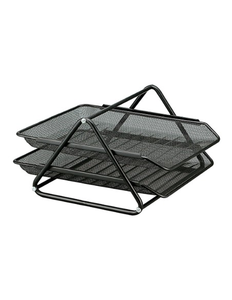 Bandeja sobremesa metálica rejilla gxa100 negra 2 bandejas 30 x 35 x 18,5 cm