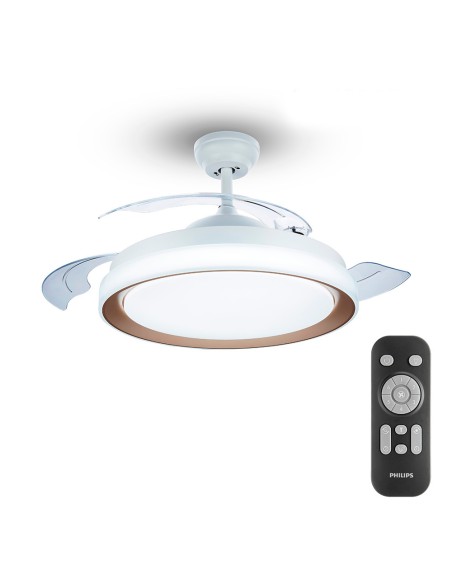 Ventilador de techo de led modelo bliss. color dorado. potencia: 28 + 35 w aspas: ø 106 cm con mando a distancia