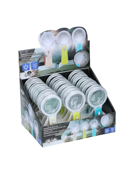 Lupa con luz led colores surtidos ø6,5 x 1 x 14,5 cm